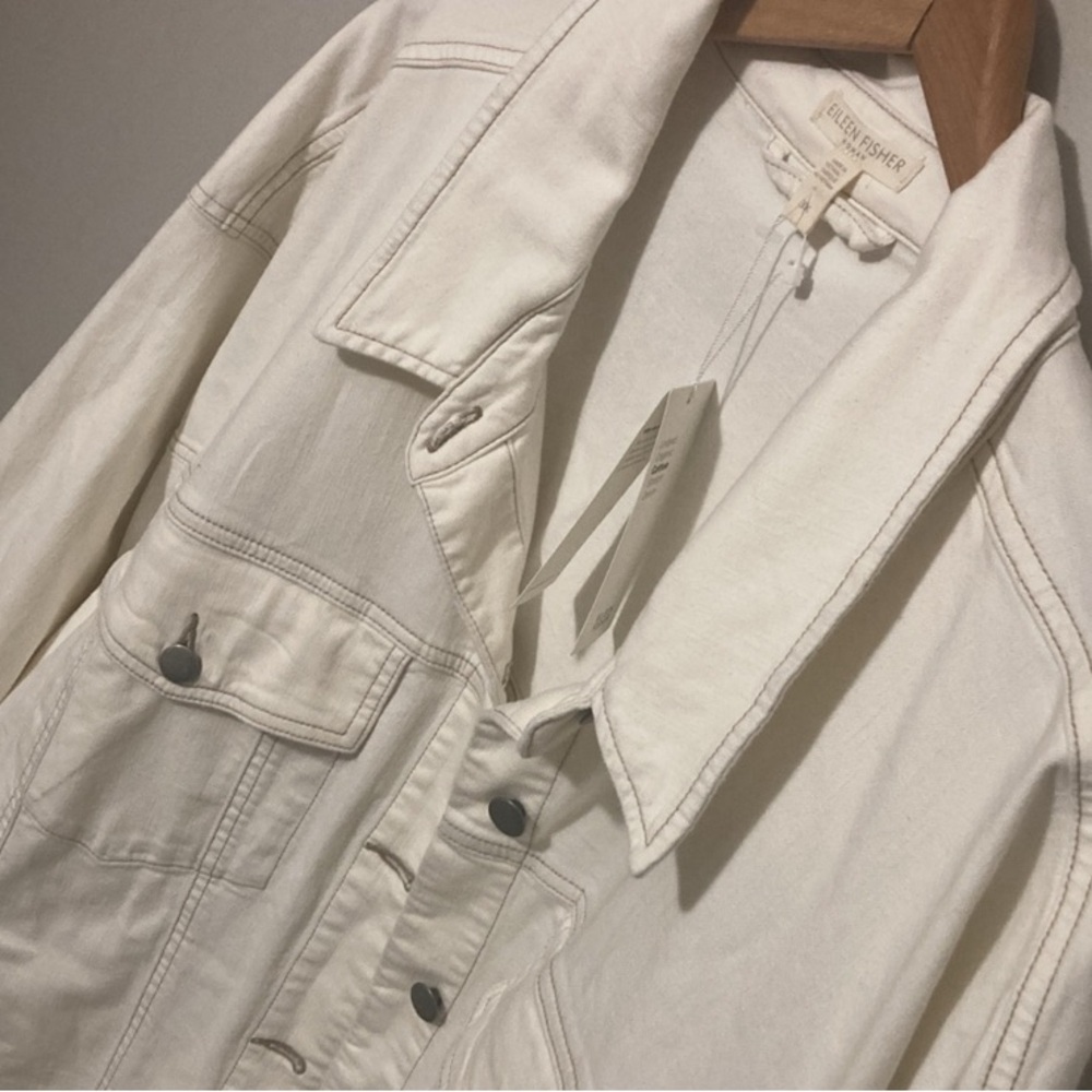 NWT Eileen Fisher Cream Oversized Jean Jacket, Size 3X, undyed organic cotton - Picture 10 of 13